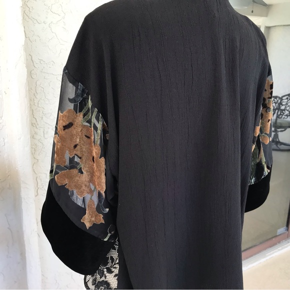 ✨Spencer Alexis Vintage Kimono Jacket/Top With Velveteen Trim, SzS - Picture 8 of 11